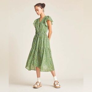 Trovata Green Floral Midi Kristi Dress